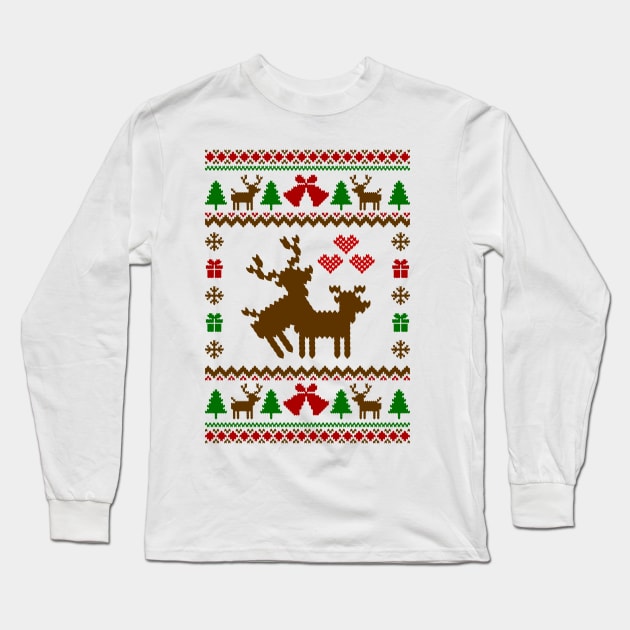 Ugly Frisky Deer Ugly Sweater Long Sleeve T-Shirt by Hobbybox